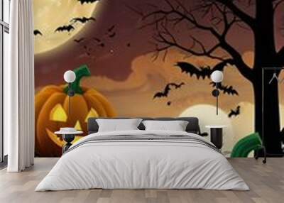 halloween background with pumpkin Wall mural