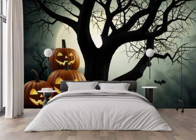 halloween background with pumpkin Wall mural