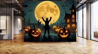 halloween background with pumpkin Wall mural