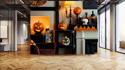 halloween background with pumpkin Wall mural