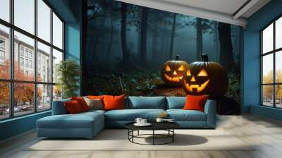 halloween pumpkin in the night Wall mural