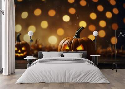 halloween pumpkin on a dark background Wall mural