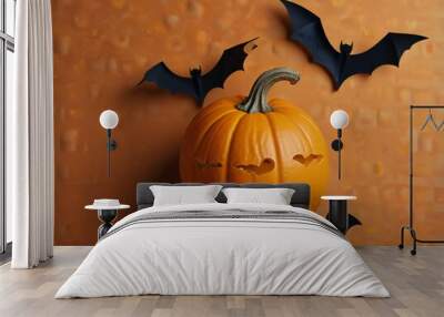 halloween pumpkin on a dark background Wall mural