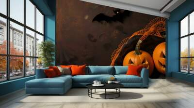 halloween pumpkin on a dark background Wall mural