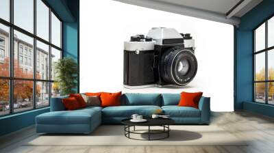 Retro photo camera isolated on a white background Wall mural