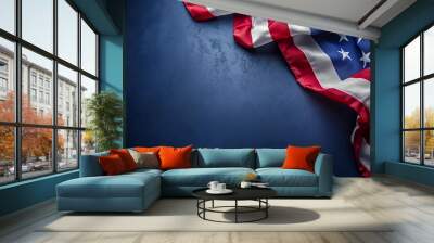 America flag on blue background, US presidential election Wall mural