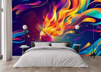 Illustration of the Olympic torch Wall mural