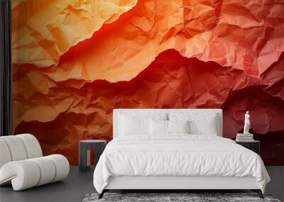 Orange texture of crumpled paper Wall mural