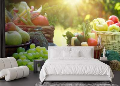 Healthy food, healthy eating, vegetarian food, a vegetarian diet consists of organic fruits and vegetables Wall mural