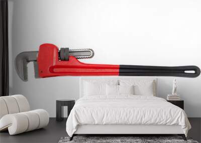 Adjustable pipe wrench tool on white background Wall mural