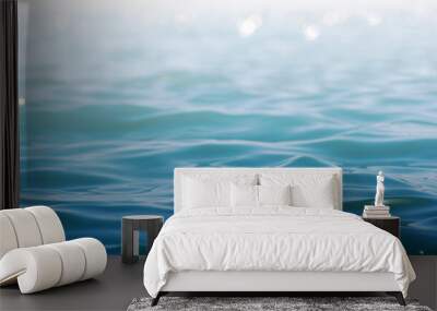 Lights on sea background. Waves. Wall mural