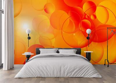 bright oily drops in water with colorful background, close-up Wall mural