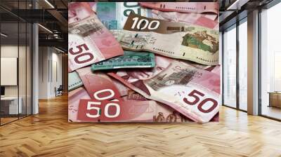 Backgroun made of canadian money Wall mural