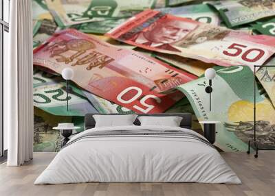 Backgroun made of layed down canadian money Wall mural