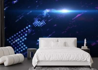 Abstract futuristic - technology with polygonal shapes on dark blue background. Design digital technology concept. 3d illustration. Wall mural