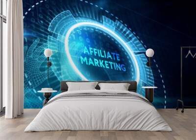 AFFILIATE MARKETING. Business, Technology, Internet and network concept. 3d illustration Wall mural