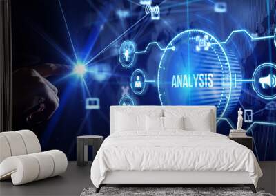 Analytics Big Data analysis Business intelligence internet and modern technology concept on virtual screen. Wall mural