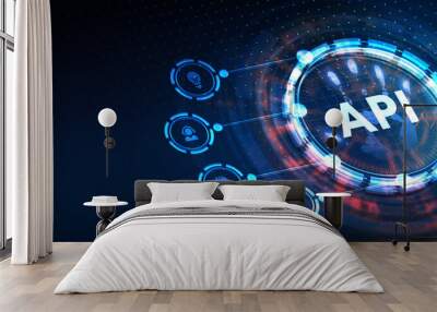 API - Application Programming Interface. Software development tool. Business, modern technology, internet and networking concept. 3d illustration Wall mural