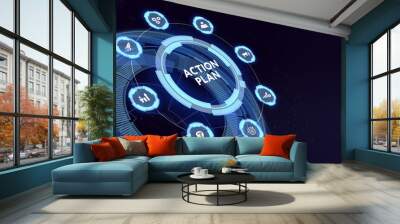 Business, Technology, Internet and network concept. Concept meaning proposed strategy or course of actions for certain time.  3d illustration Wall mural