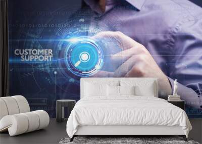 business, technology, internet and network concept. young busine Wall mural