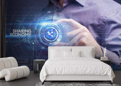 Business, Technology, Internet and network concept. Young busine Wall mural