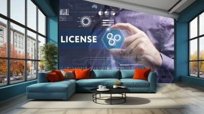 business, technology, internet and network concept. young busine Wall mural