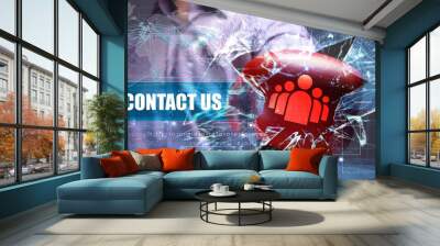 Business, Technology, Internet and network concept. Young busine Wall mural