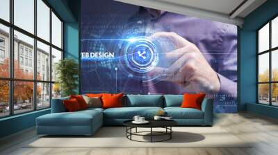 Business, Technology, Internet and network concept. Young busine Wall mural