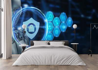 cyber security data protection business technology privacy concept. 3d render Wall mural