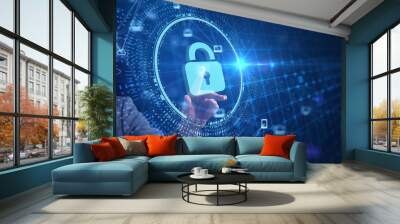 Cyber security data protection business technology privacy concept. Wall mural