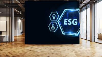 ESG environmental social governance business strategy investing concept. Technology, Internet and network concept.3d illustration Wall mural