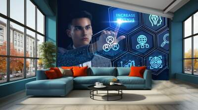 Increase revenue concept. Business, Technology, Internet and network concept. Wall mural