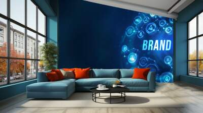 Internet, business, Technology and network concept. Brand development marketing strategy concept. 3d illustration Wall mural