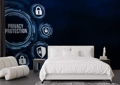 Internet, business, Technology and network concept. Cyber security data protection business technology privacy concept. 3d illustration Wall mural