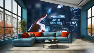 Internet, business, Technology and network concept. Digital Marketing content planning advertising strategy concept. Wall mural