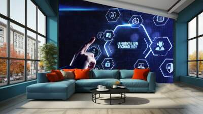 Internet, business, Technology and network concept. IT consultant presenting tag cloud about information technology. Wall mural