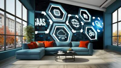 Internet, business, Technology and network concept.Software as a Service SaaS. Software concept Wall mural