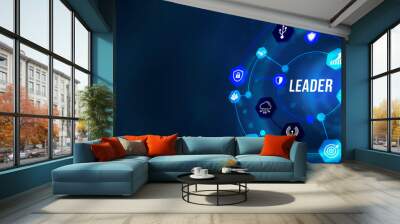 Internet, business, Technology and network concept.Successful team leader.  Business leadership concepts. A successful team leader is a manager market leader. 3d illustration. Wall mural