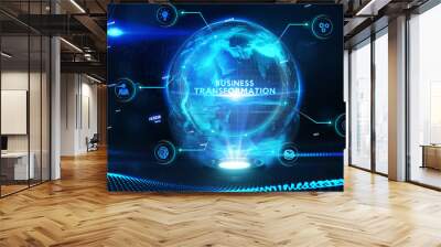 The concept of business, technology, the Internet and the network. virtual screen of the future and sees the inscription: Business transformation Wall mural