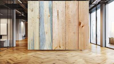 Pine boards different textures fit tightly. Located across the f Wall mural