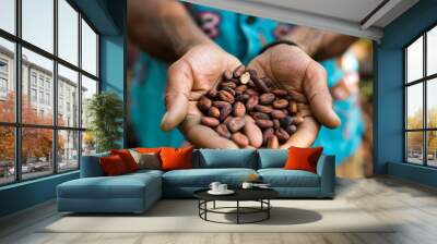 coffee beans in hands Wall mural