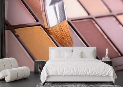 Professional make-up brush on eyeshadows palette Wall mural