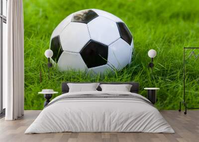 Soccer ball on grass Wall mural