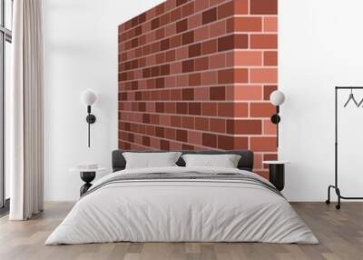 Brick wall perspective isolated on white background, Masonry red or brown brick. Vector illustartion Wall mural