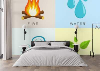 Natural Elements -Fire, Water,  Air and Earth Wall mural