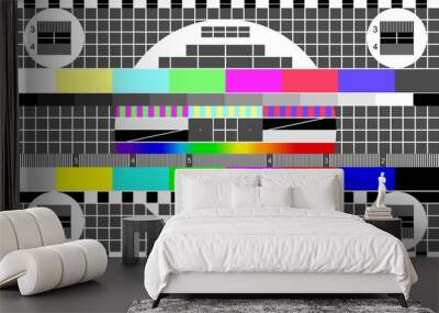 No signal TV, Television test screen in case of no signal. Test card or pattern, TV Resolution test charts background. Vector illustration Wall mural