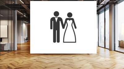 Wedding Married couple Icon. Bride and Groom. Wall mural