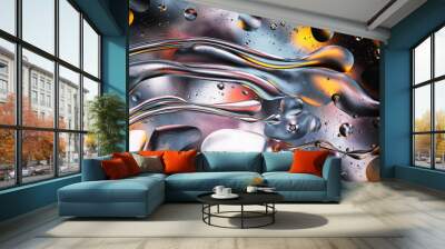 Abstract liquid colorful textured pattern background Wall mural