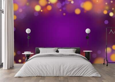 Abstract bokeh Light gold color with soft light purple background for wedding vector magic holiday poster design. Wall mural