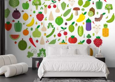 Heart vegetables fruits, vegetables, organic. Flat vector design  Wall mural